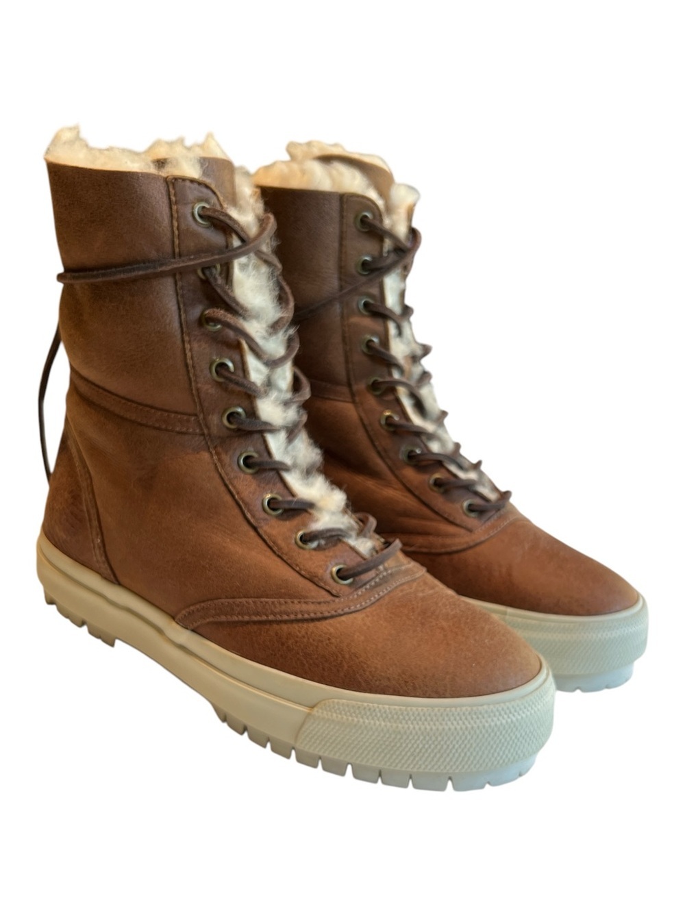 Polo Ralph Lauren Shearling Boots Lamb Suede Hiking Vibram Sole SZ 9